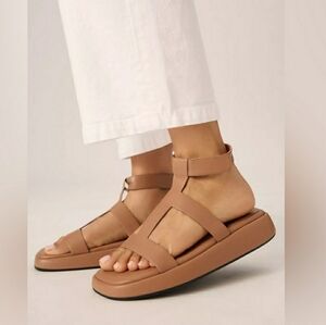 Jeffrey Campbell Devis Sandals Tan Leather Gladiator ankle strap size 10